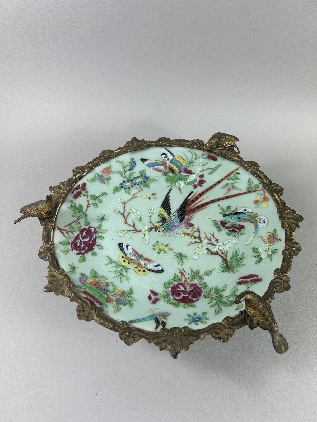Antique French Ormolu Mounted Chinese Porcelain Centerpiece Dish