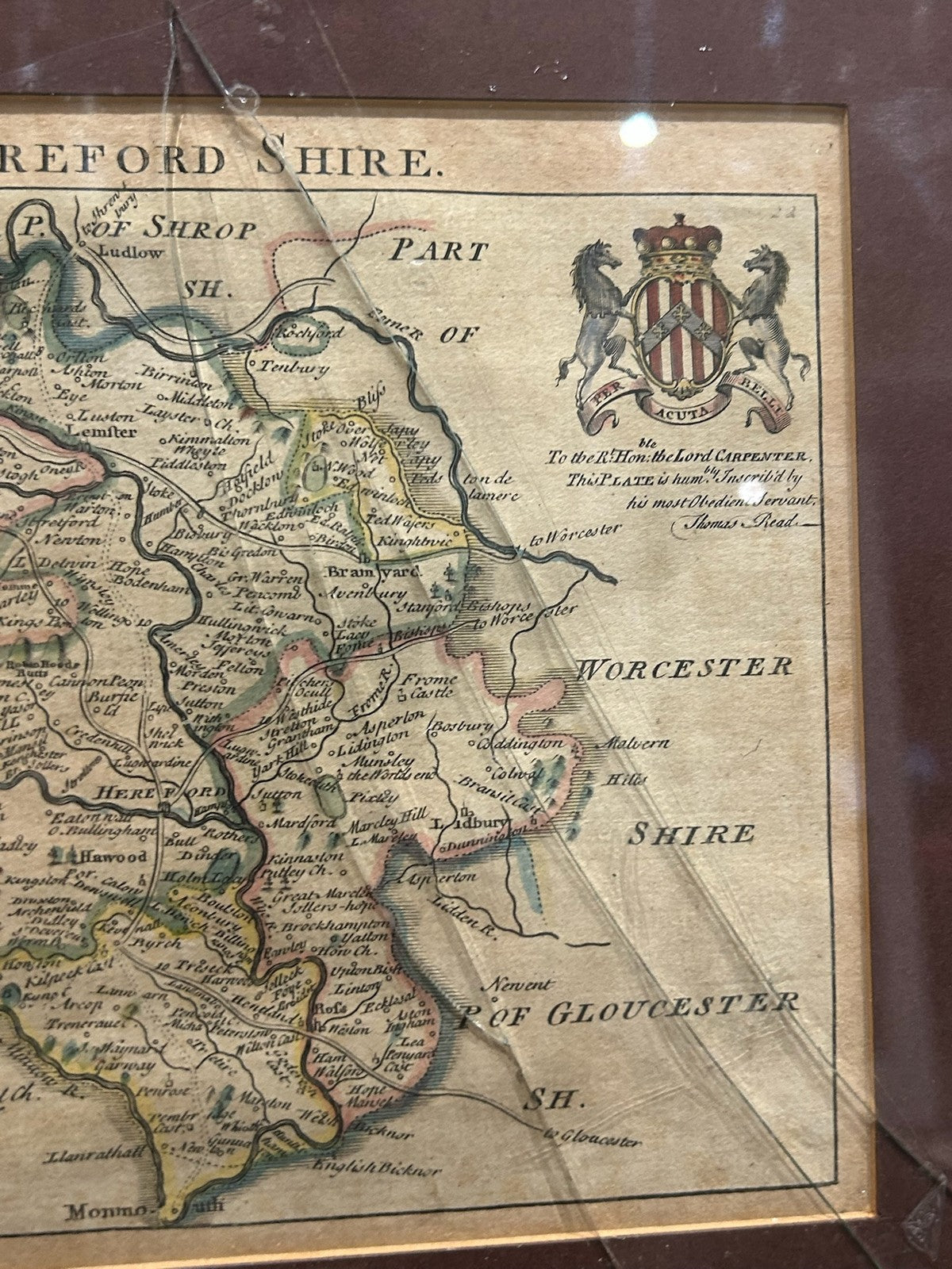 Antique 1769 John Rocque Map of Herefordshire Hereford Hand Coloured Framed4