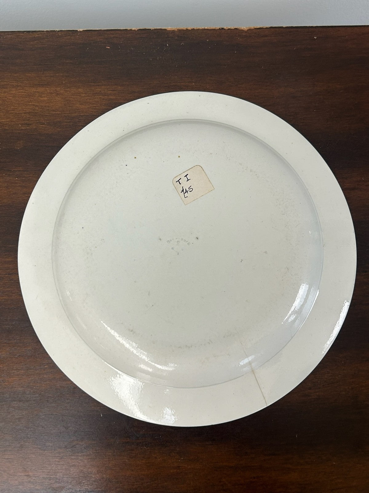 Antique Davenport Creamware Plate Hand Painted Blue Ribbon Floral Border c18103