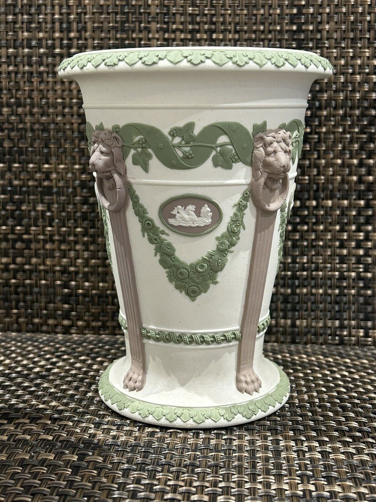 Wedgwood Jasperware 3 Colour tricolor vase pair 19th Century