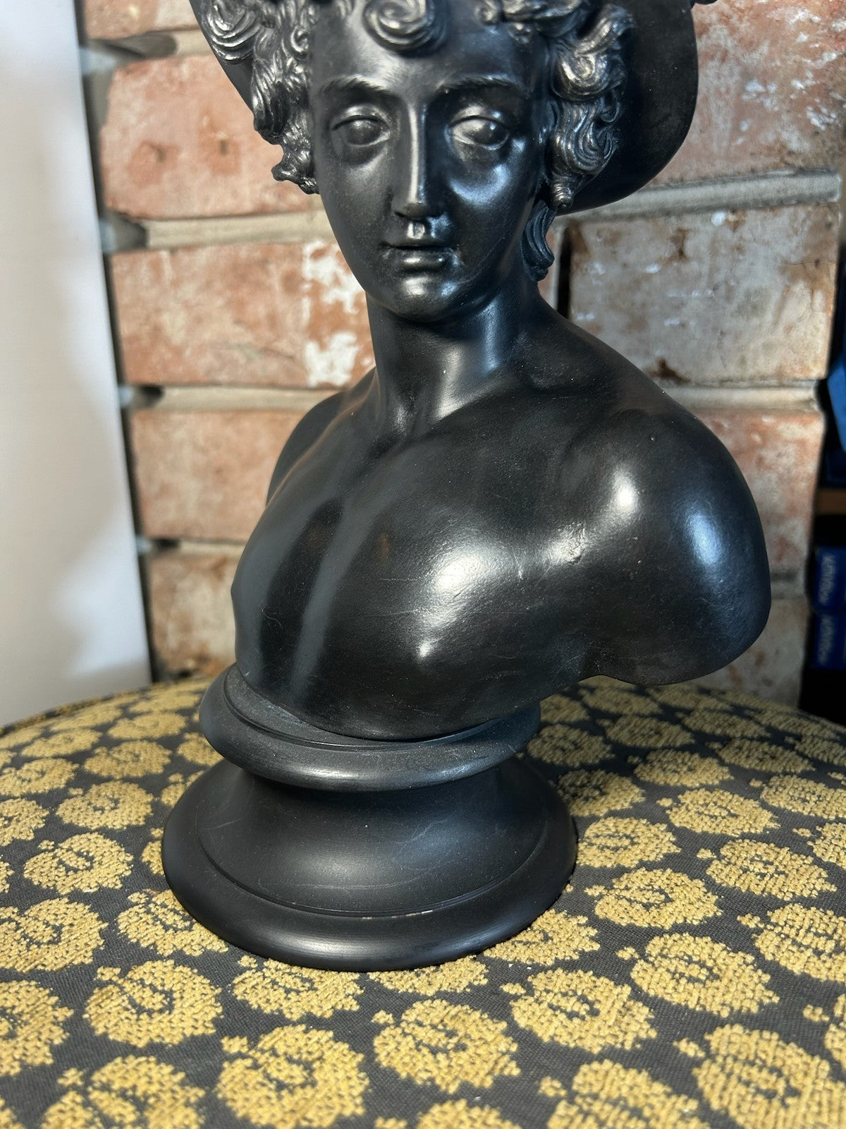 Wedgwood Black Basalt Bust of Mercury Winged Helmet on Socle Impressed Mark4