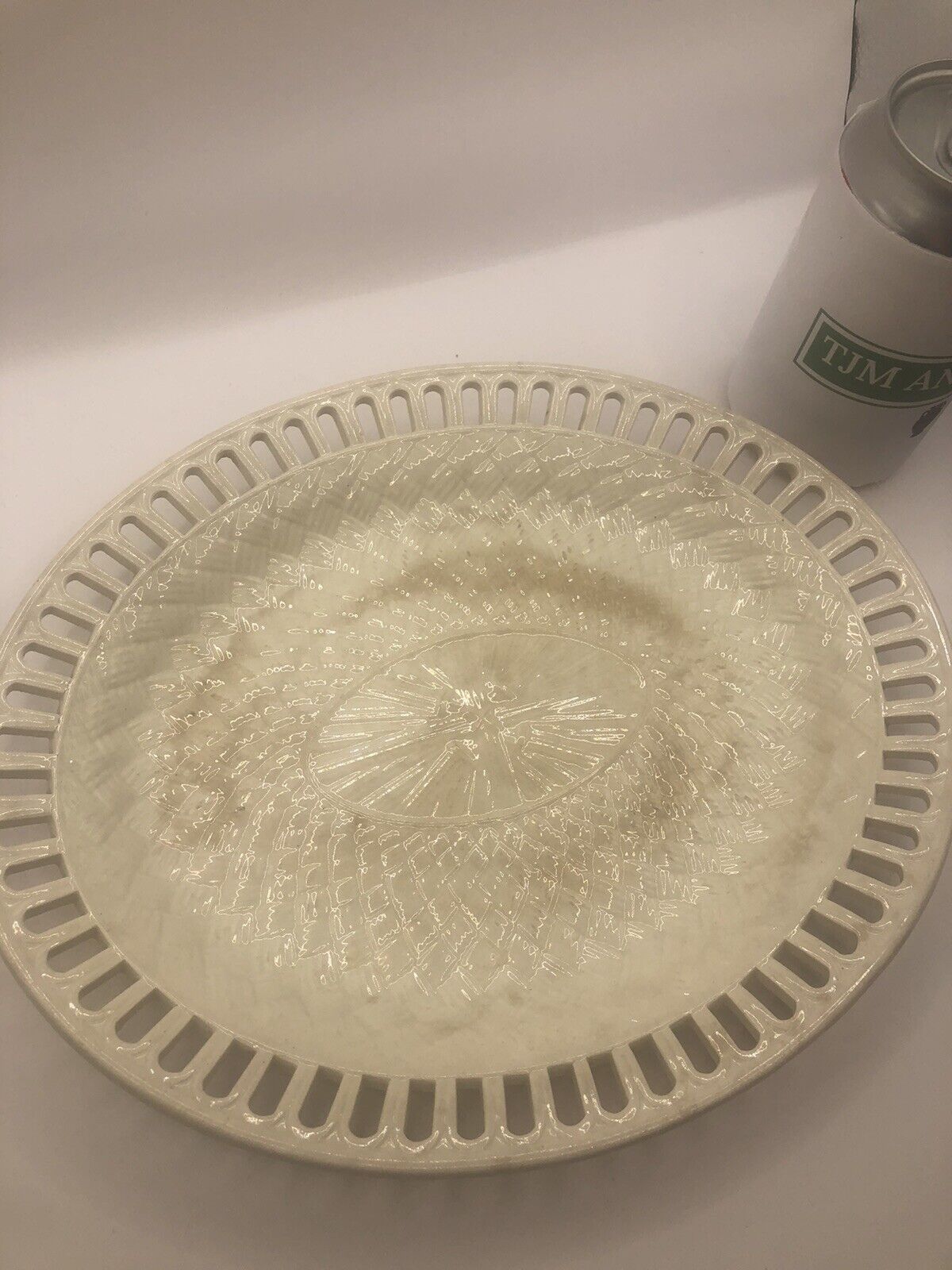 Wedgwood Creamware Oval Basketweave Pierce platter 11" c. 1861