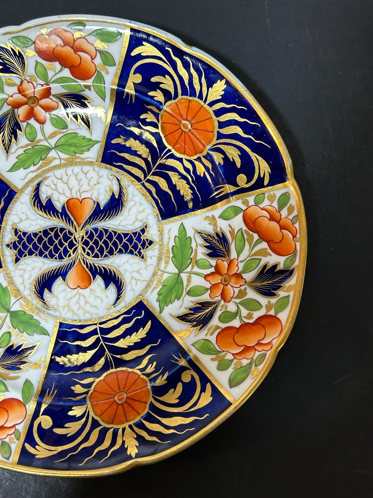 Antique English Porcelain Imari Plate Old Japan Pattern Cobalt Gilt 20cm2