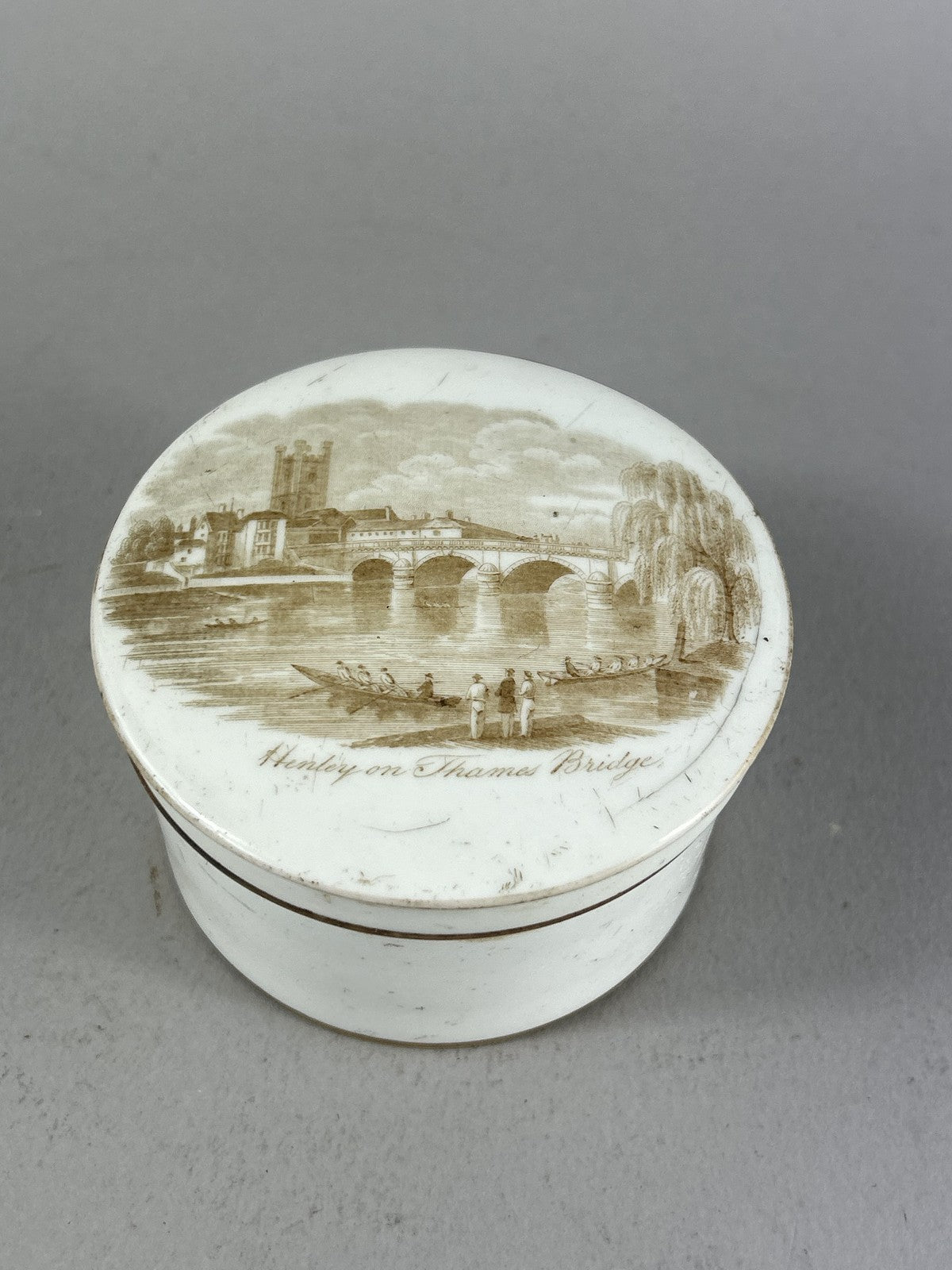 Palmer Early Porcelain Toothpaste Pot with Henley on Thames Bridge Scene