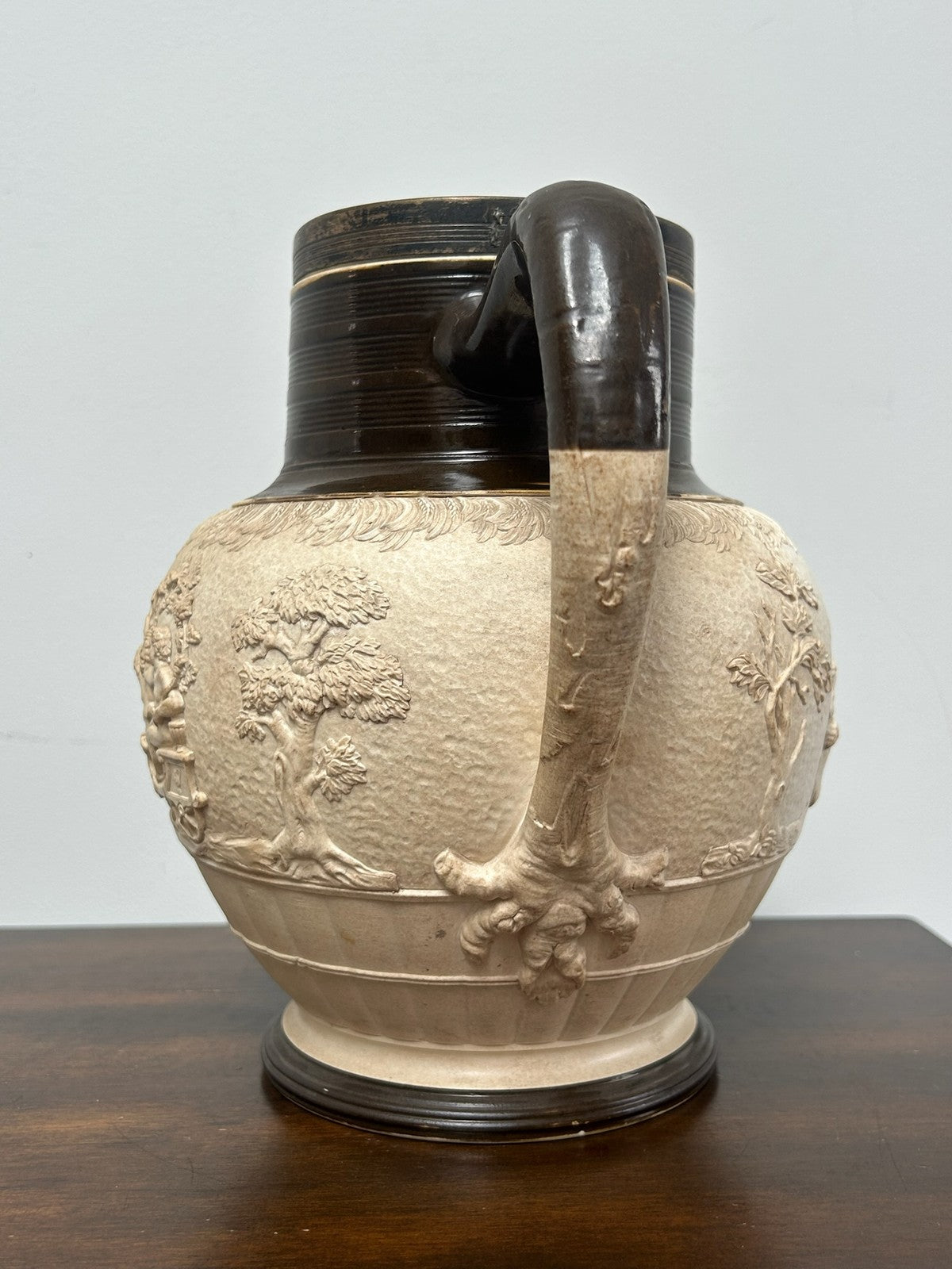 Large Antique Adams Stoneware Jug 23cm Georgian c1800 Sprigged Relief Drab3