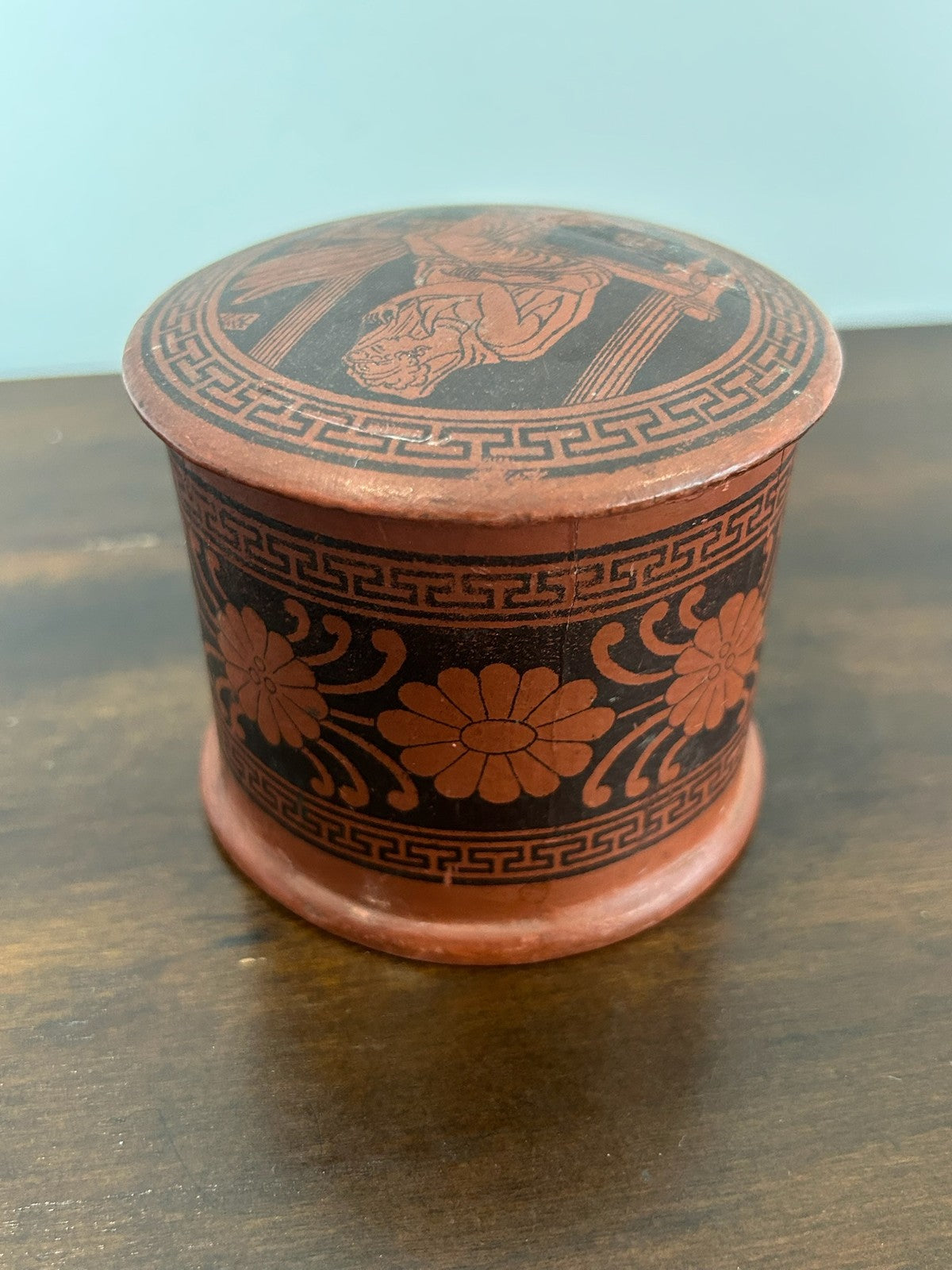 Antique Victorian Papier Mache Box Greek Revival Etruscan Style c.184070 Englis6