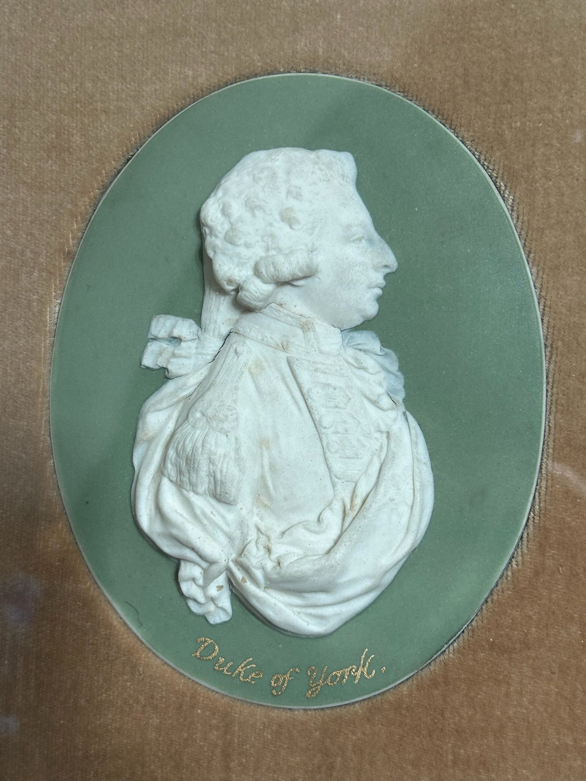 Pair Framed 18th Century Wedgwood Green Jasper Portrait Medallions Duke of York3