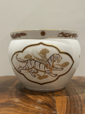 Rare 1979 Franklin Mint Okura White Tiger Porcelain Jardiniere Japan