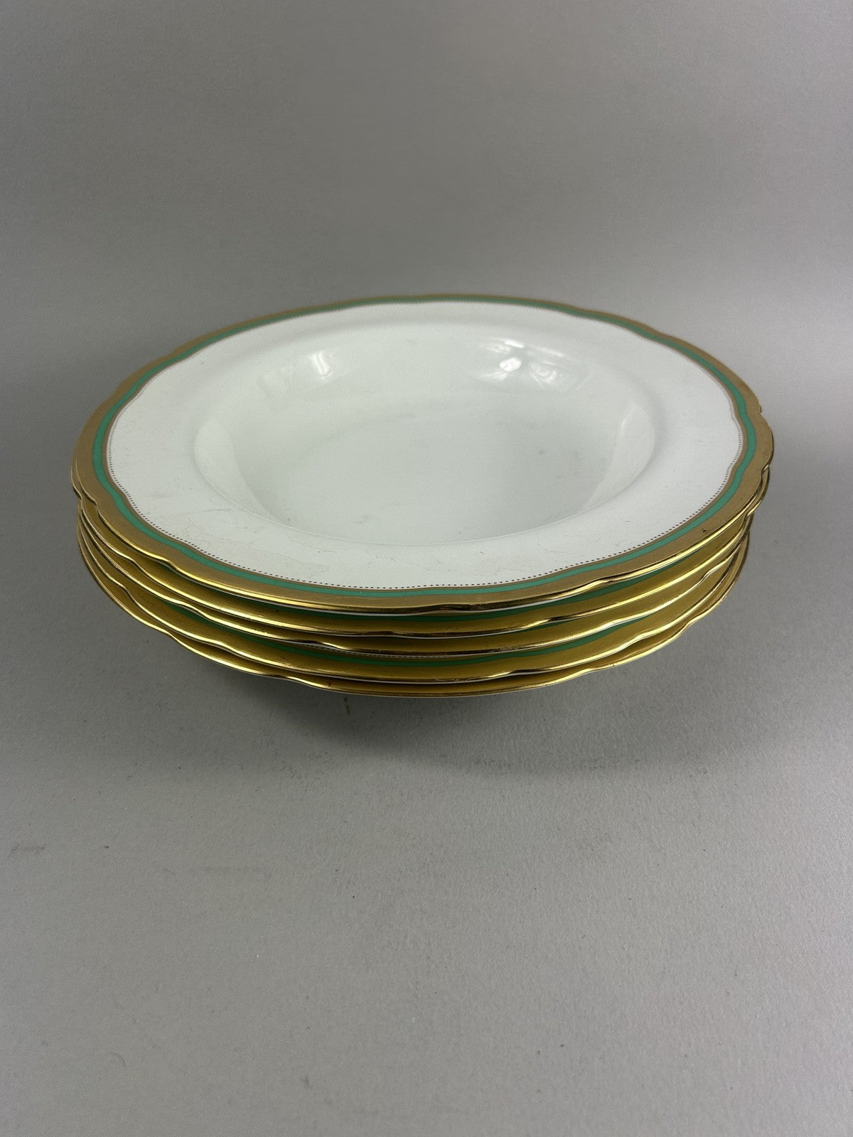 Vintage Spode Embassy Green Rimmed Soup Plates 27cm – Set of Four