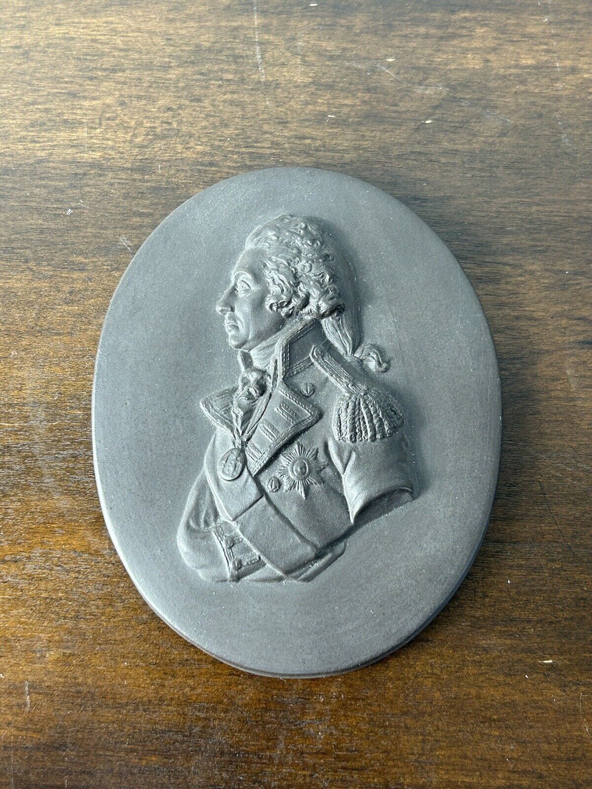 Antique Rare Lord Nelson black basalt plaque