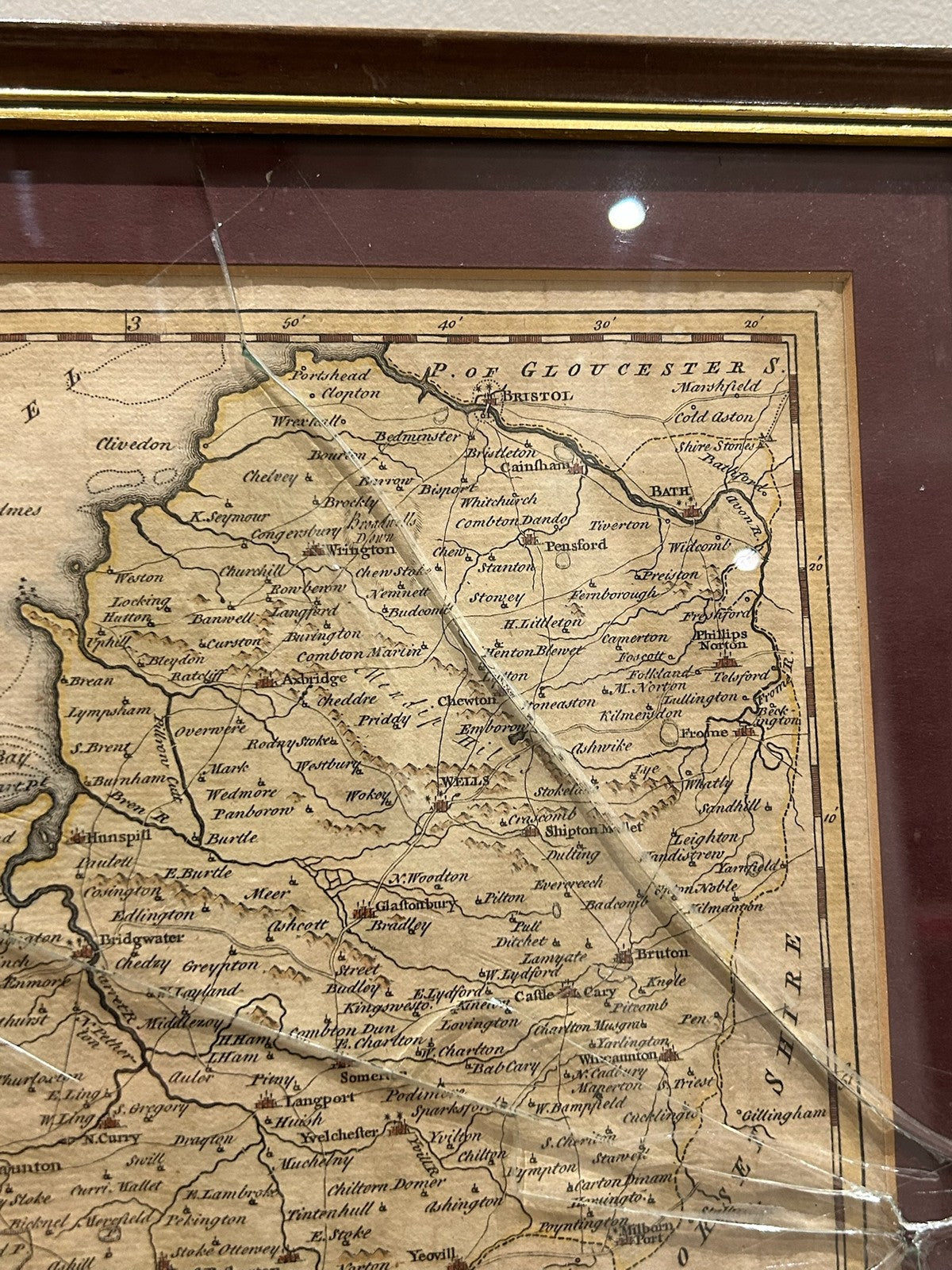 Antique Thomas Kitchin Map of Somersetshire Somerset 1786 Hand Coloured Framed5