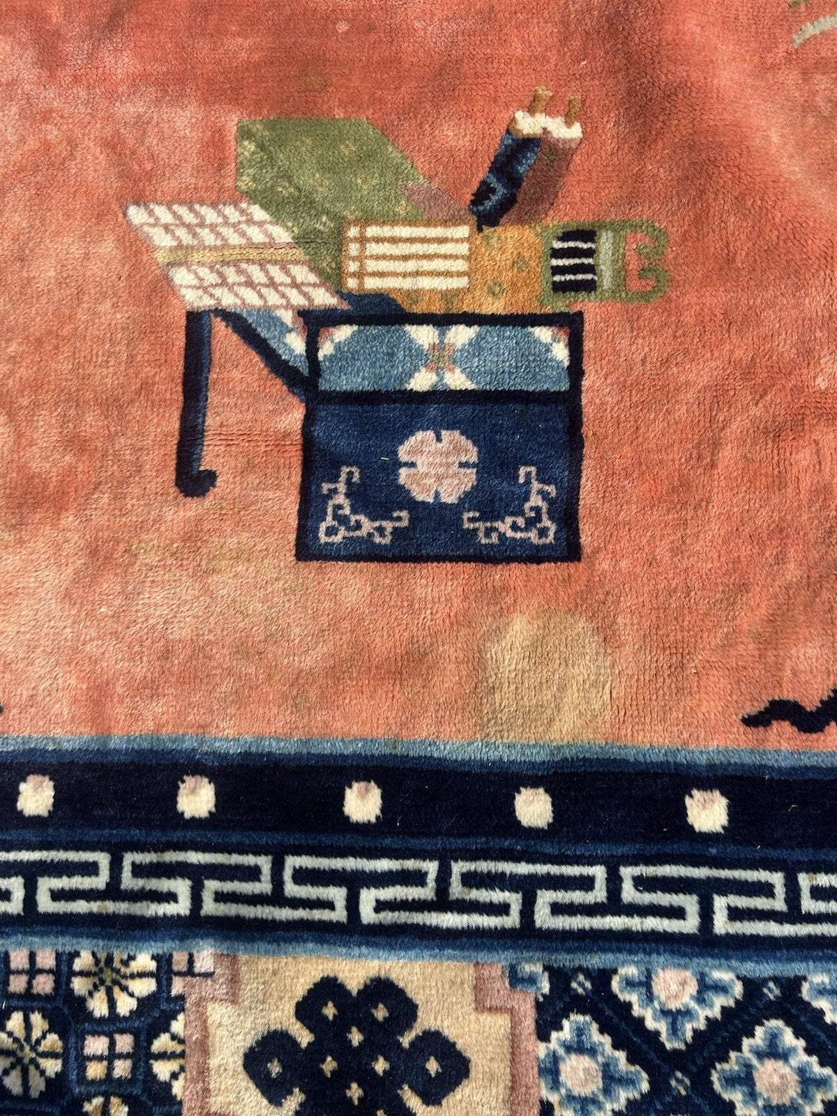 Semi Antique Chinese Pecking Rug CHINA Area Carpet Orange5