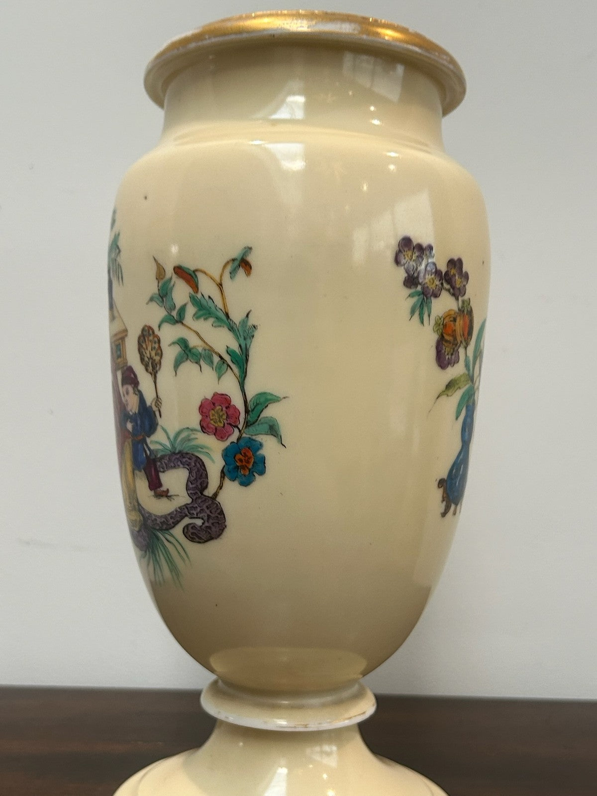 Pair Antique Victorian French Opaline Glass Chinoiserie Vases Hand Enamelled18
