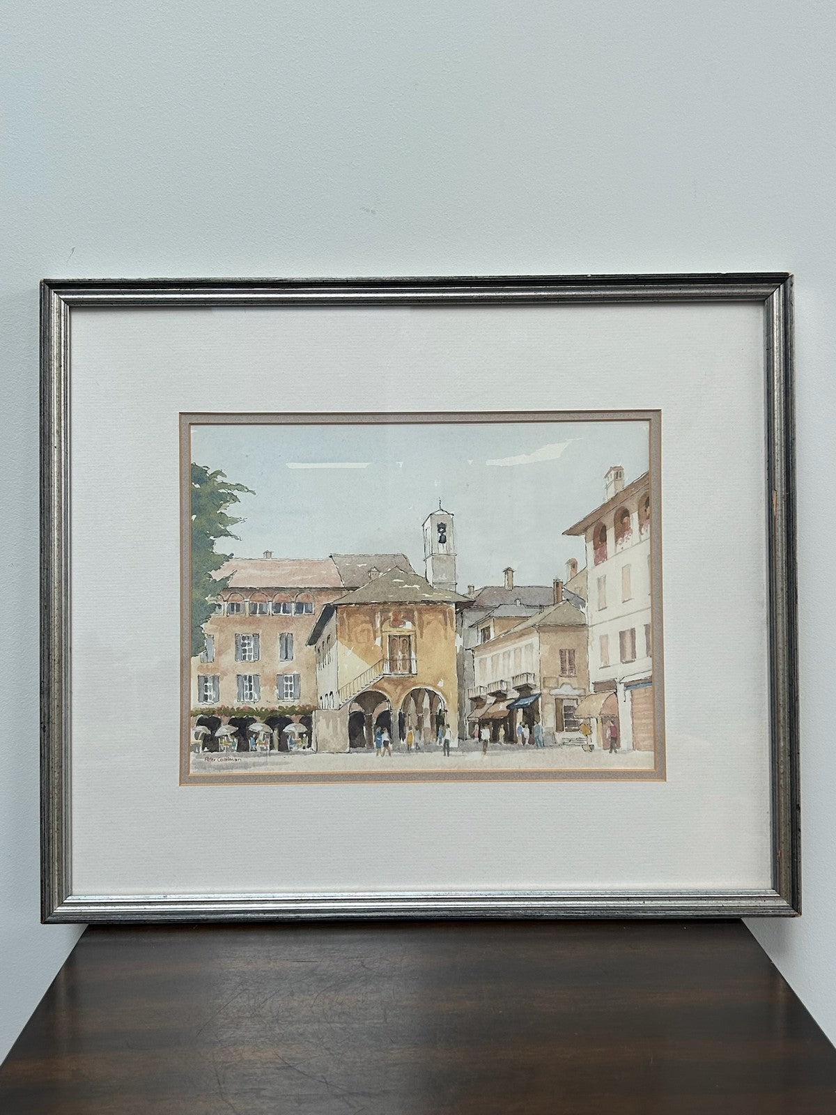 Peter Coatman Original Watercolour San Giulio Lake Orta Italy Signed Framed1