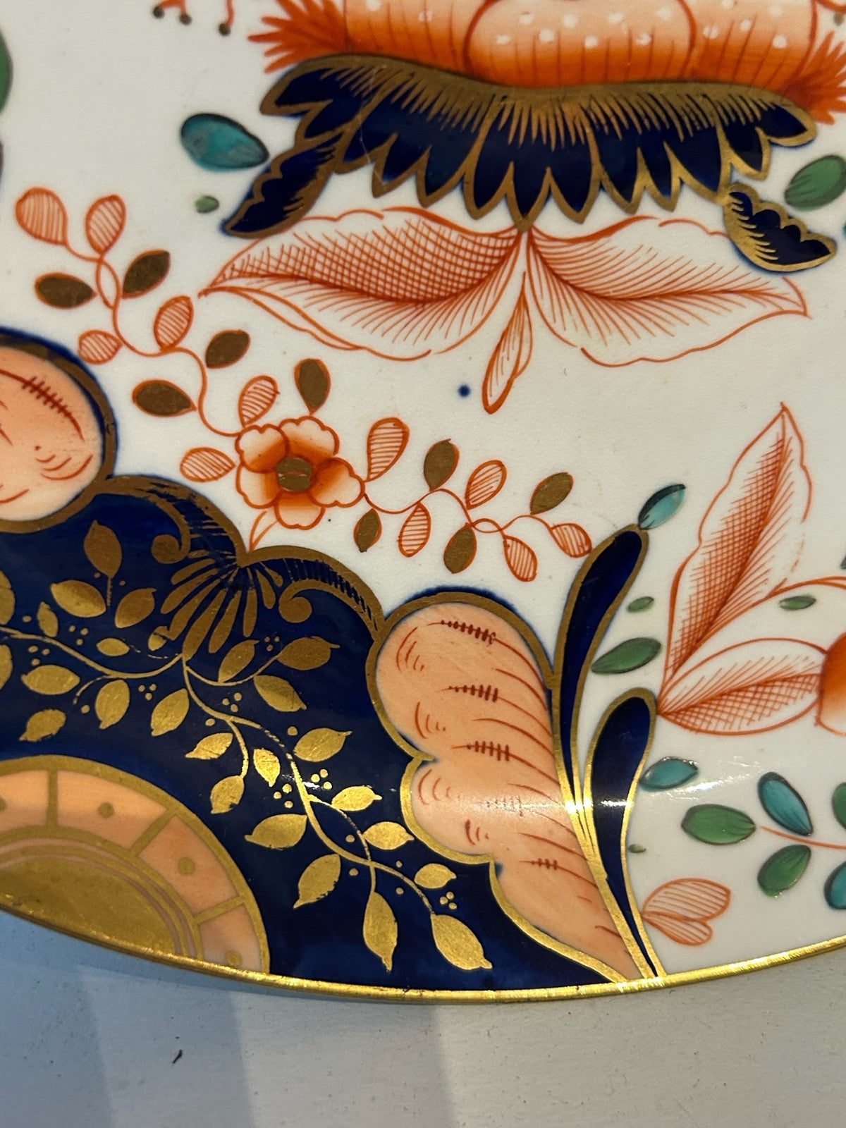 Antique English Porcelain Imari Pattern Plate Iron Red Cobalt Gilt No 318 AF3