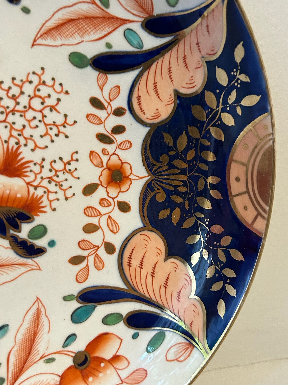 Antique English Porcelain Imari Pattern Plate Iron Red Cobalt Gilt No 318 AF4