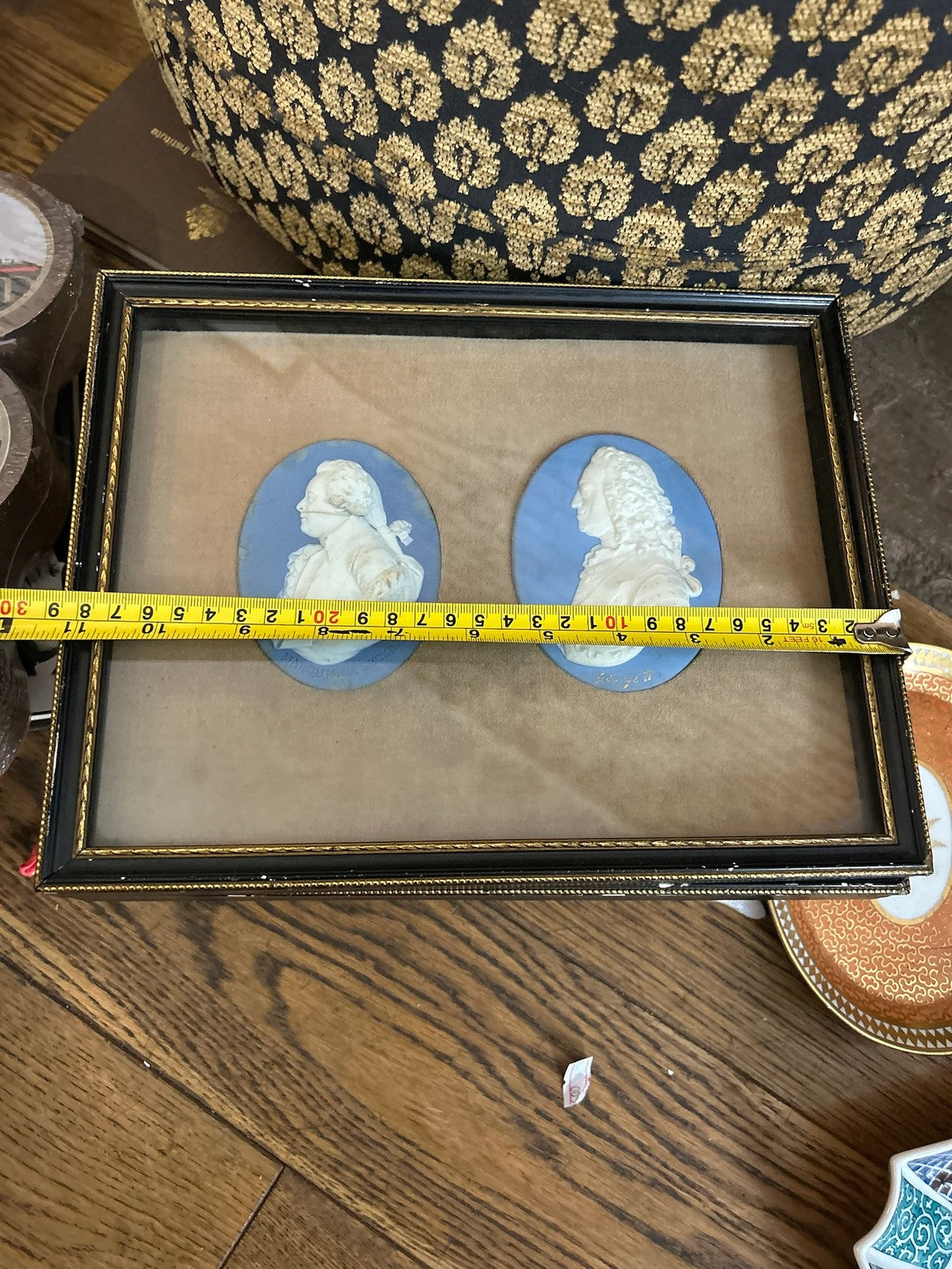 Pair Framed 18th Century Wedgwood Blue Jasper Portrait Medallions Marquis8