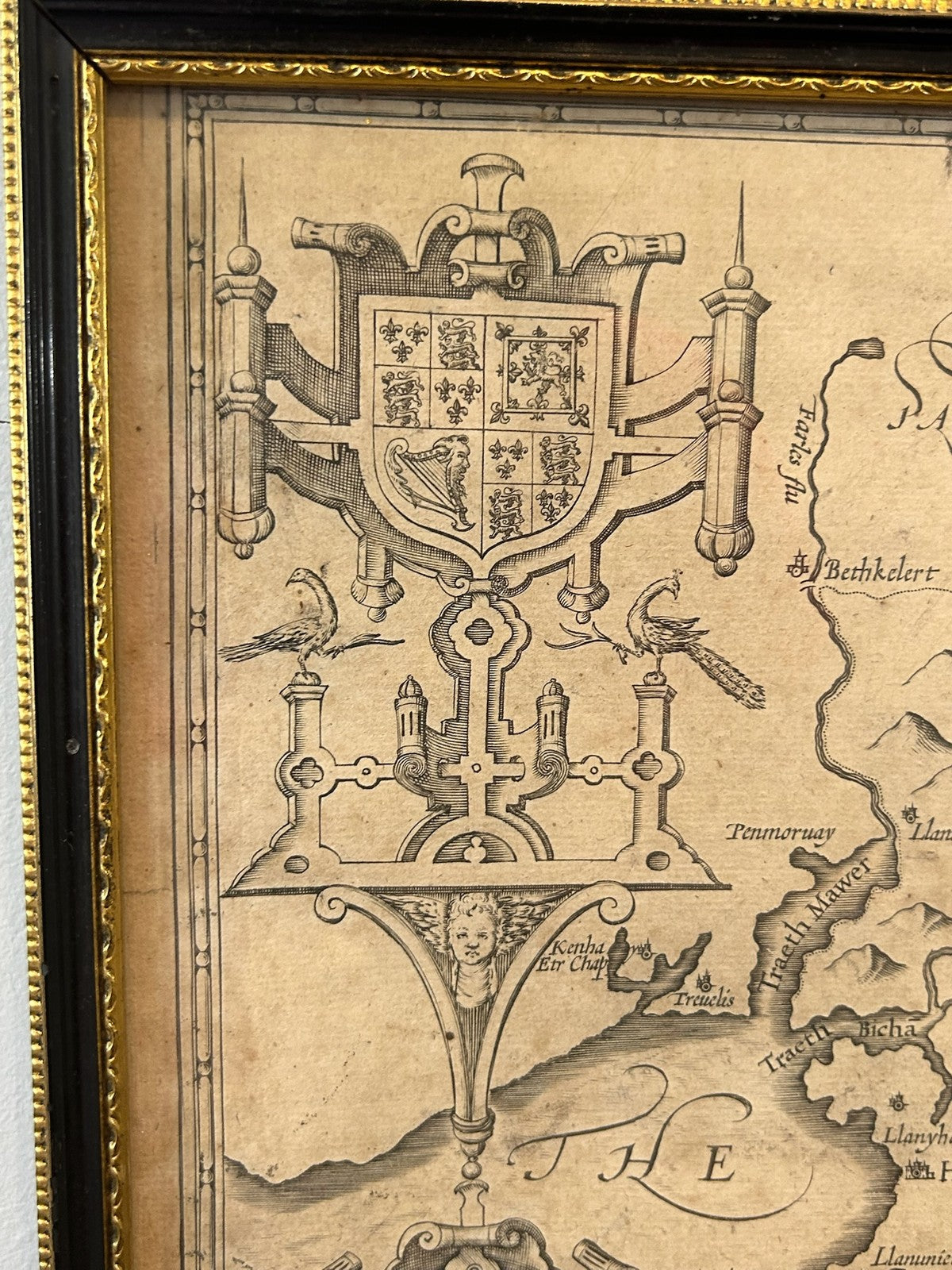 John Speed Merionethshire Antique Map 1676 Bassett & Chiswell Edition Framed5