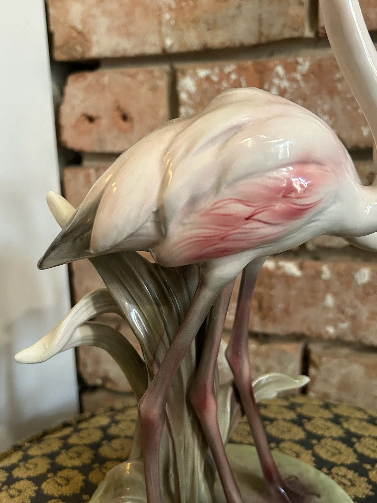 Vintage Austrian Ceramic Flamingo Group Figure Three Flamingos Made in Austria8