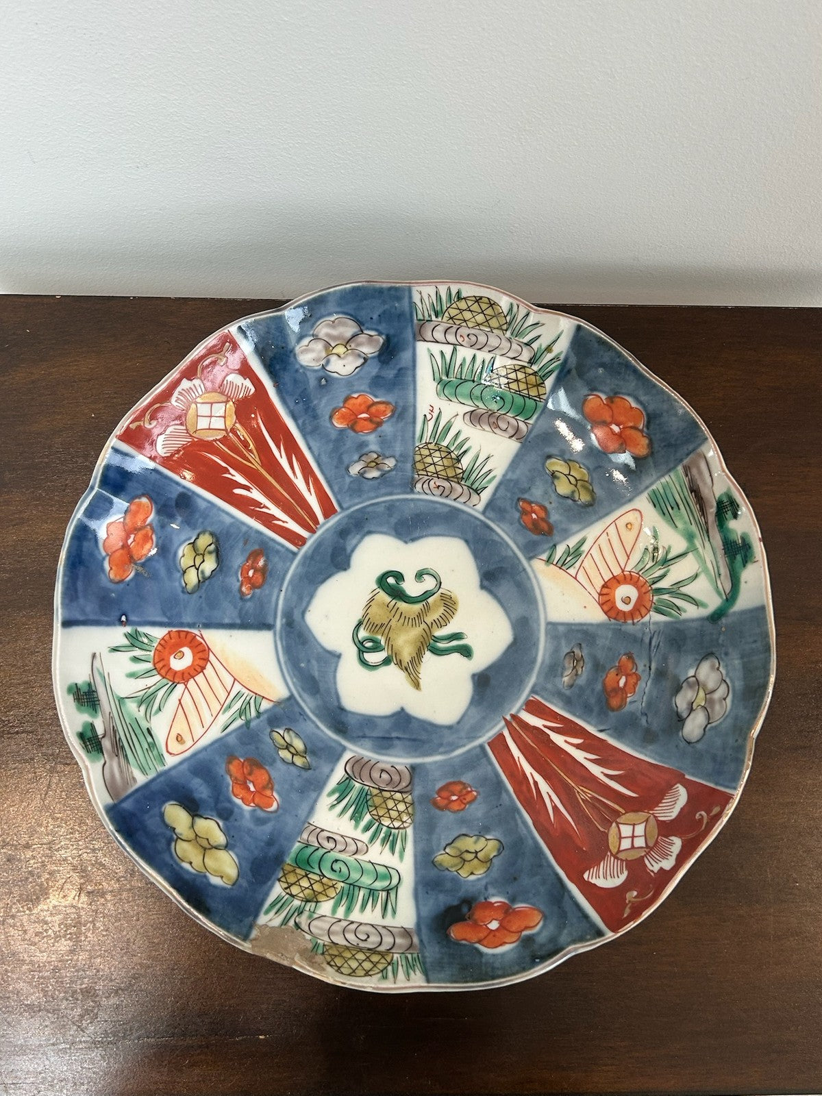 Antique Japanese Imari Porcelain Plate Floral A/F Rim Chip0