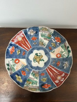 Antique Japanese Imari Porcelain Plate Floral A/F Rim Chip