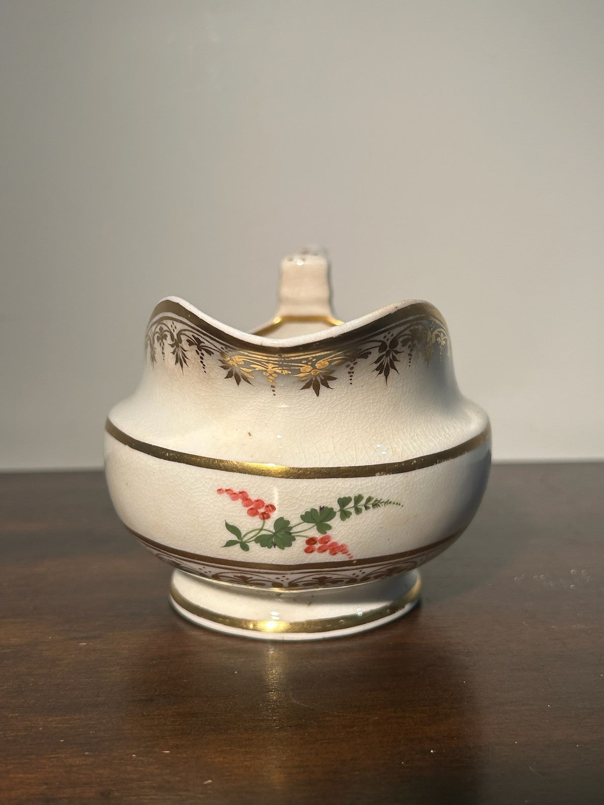 Antique Bloor Derby Porcelain Milk Jug Pitcher Hand Painted Crazed 14cm2