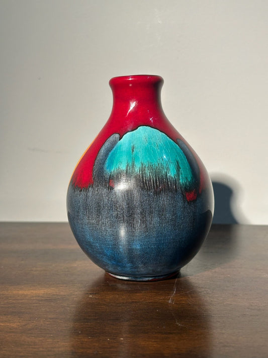 Poole Pottery Bud Vase Living Glaze Hand Decorated English Studio 13cm0