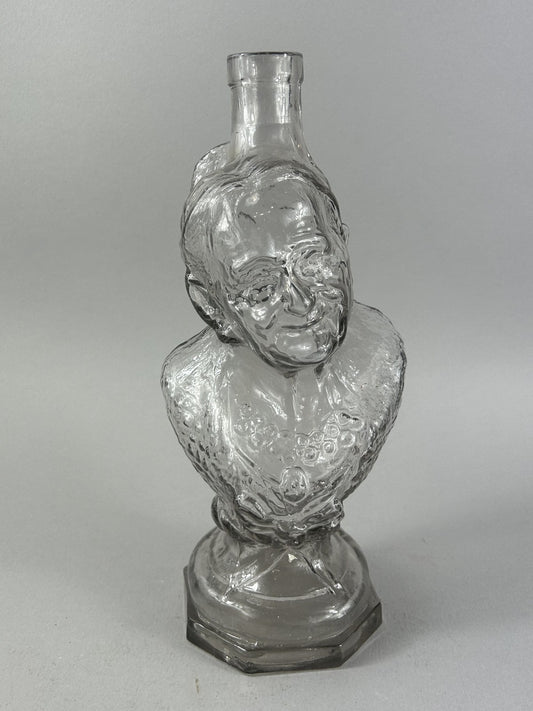 Antique Pressed Glass Lady Bust Figural Liquor Bottle c.1900