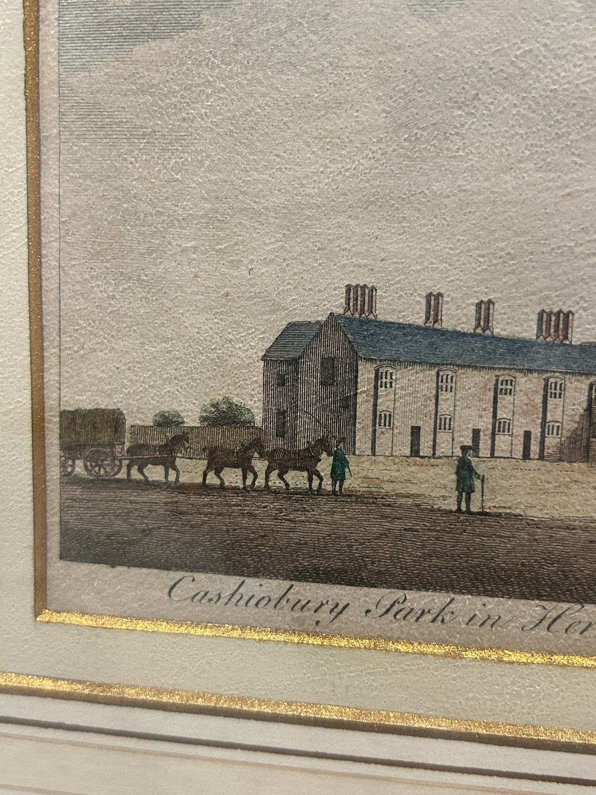 Antique Cashiobury Park Hertfordshire Hand Coloured Engraving Goadby c.17734