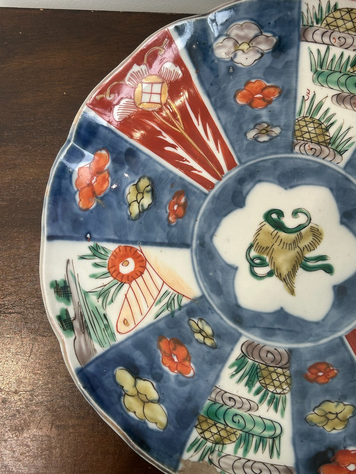 Antique Japanese Imari Porcelain Plate Floral A/F Rim Chip2