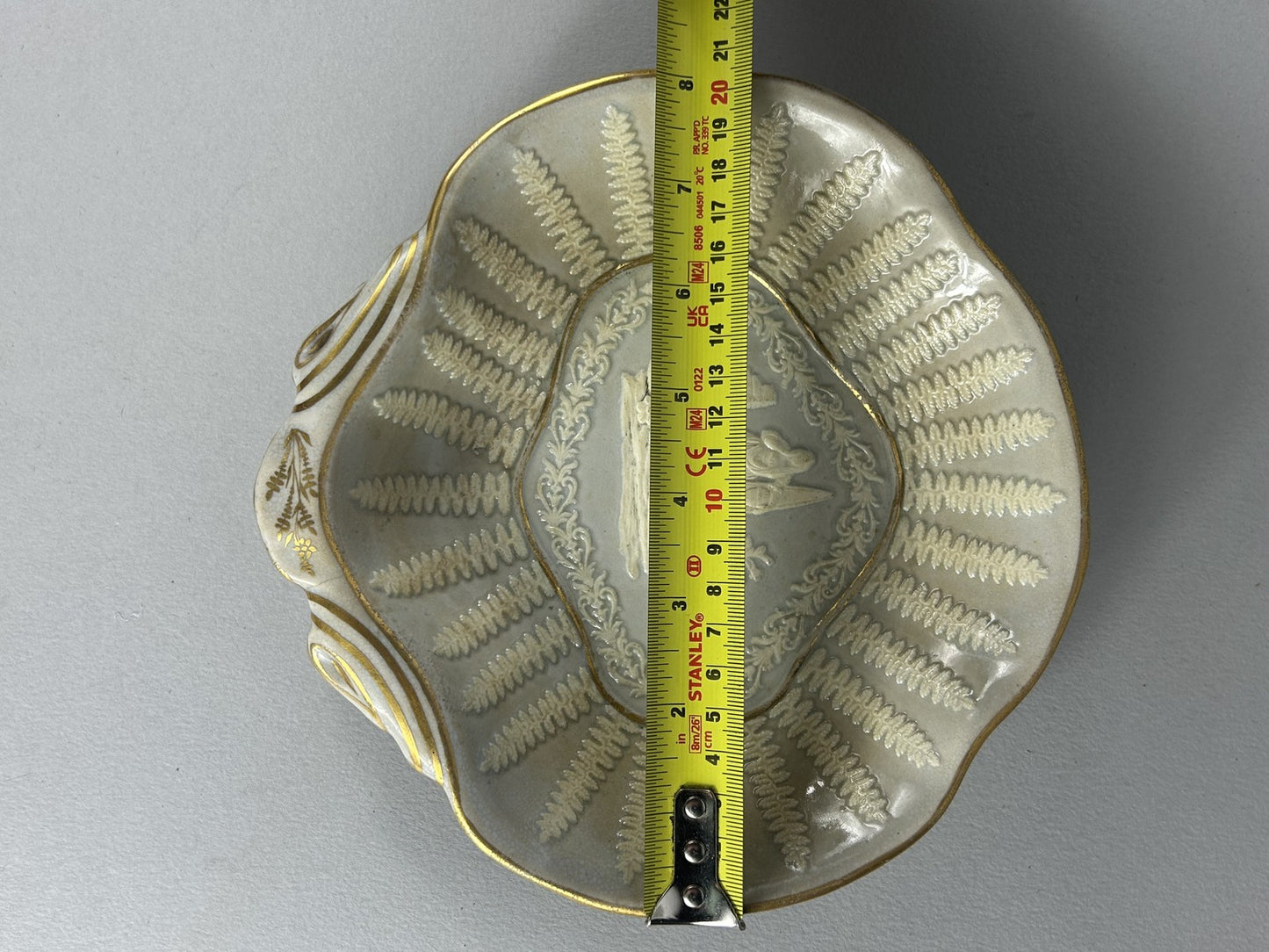 Ridgway 19thC Neoclassical Sprig Shell Plate, Staffordshire Porcelain