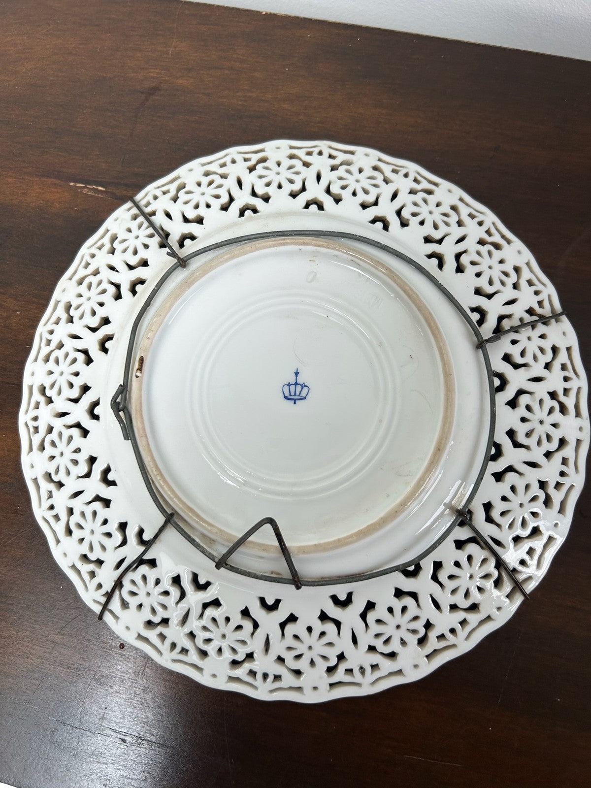 Antique Meissen Porcelain Reticulated Cabinet Plate Hand Painted Flowers Gilt4