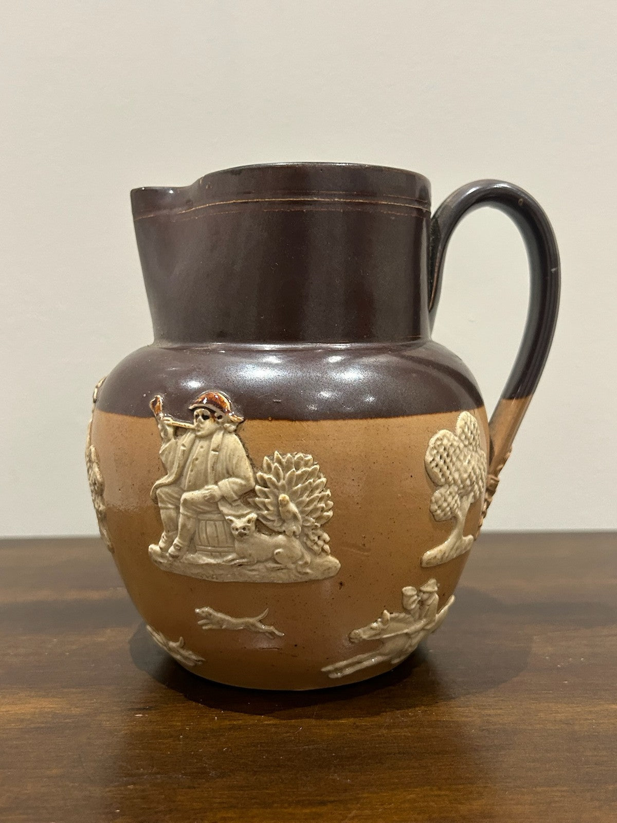 Royal Doulton Lambeth Stoneware Harvest Jug Sprigged Hunting Relief0