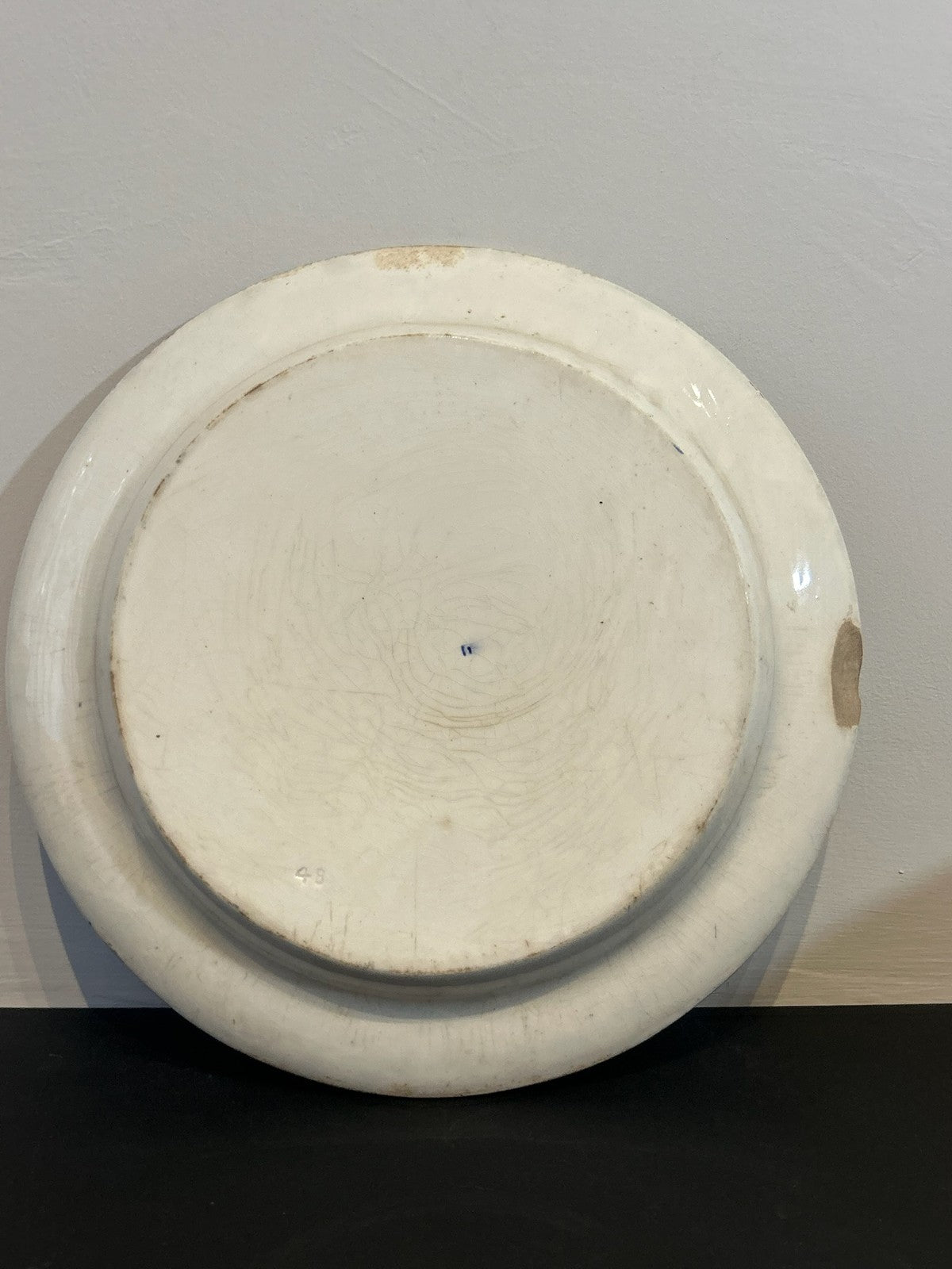 Antique Pottery Plate Rabbits and Frog Spongeware Border 22cm6