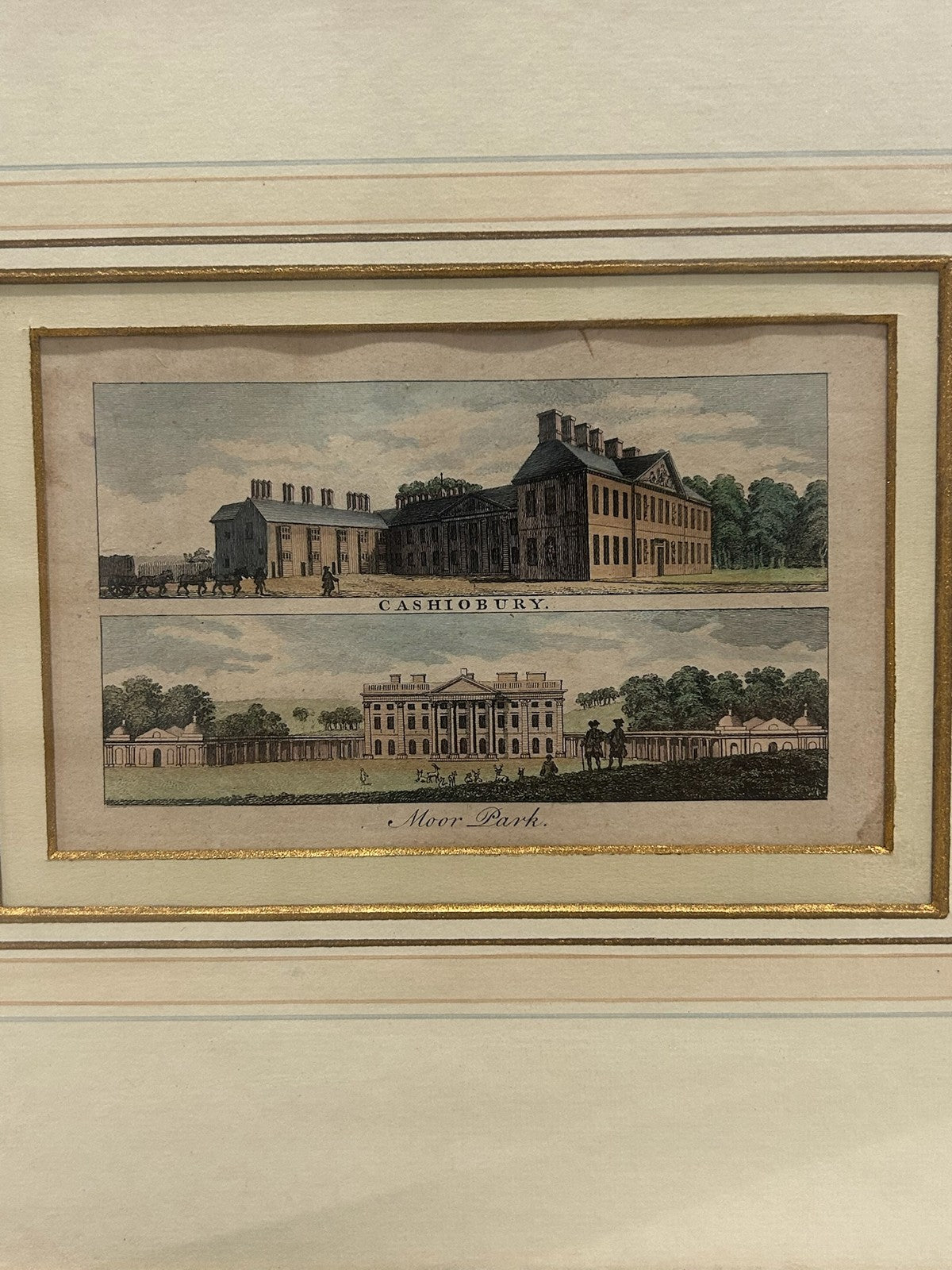 Antique Goadby Cashiobury Moor Park Hertfordshire Engraving Framed c.17731