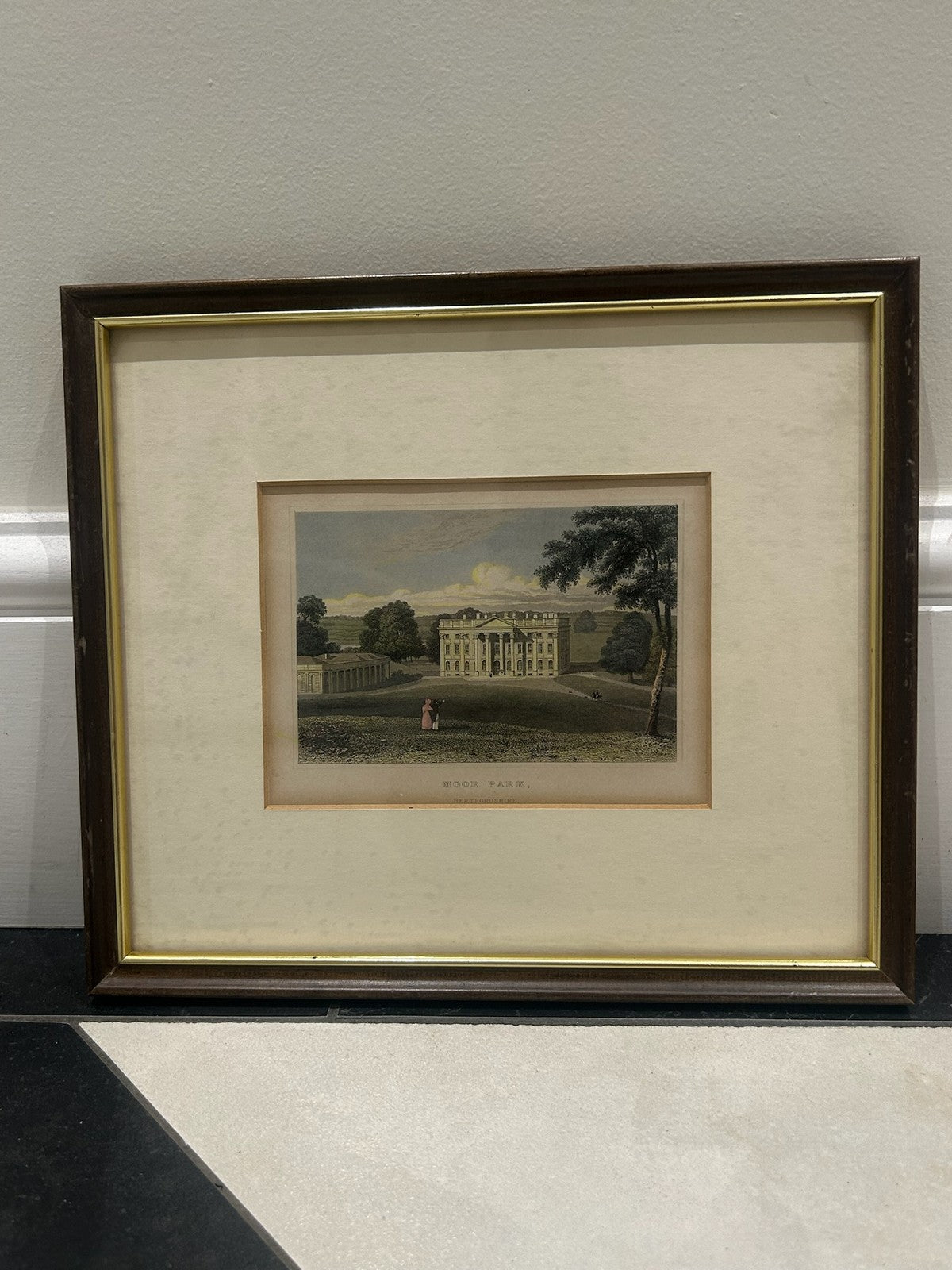 Antique Moor Park Hertfordshire Engraving Neale c.1820 Capability Brown1