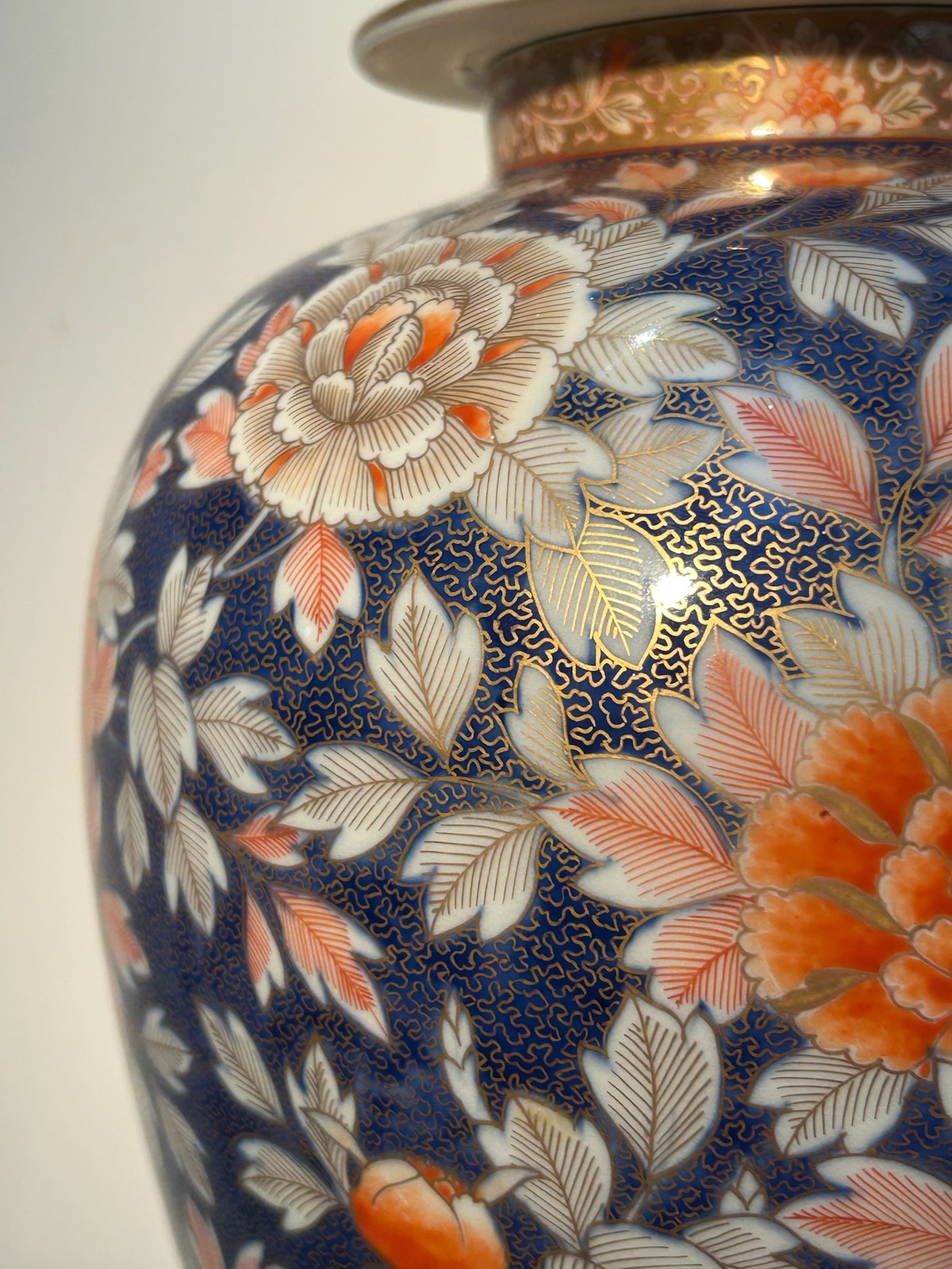 Large Antique Japanese Fukagawa Imari Lidded Temple Jar Meiji Period (A/F)4