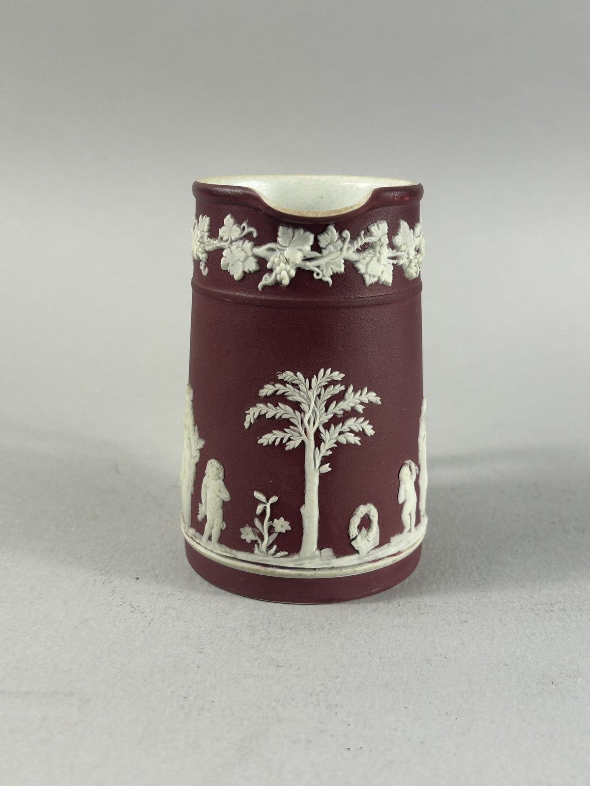 Antique Crimson Wedgwood Jasperware Classical Relief Pitcher Jug