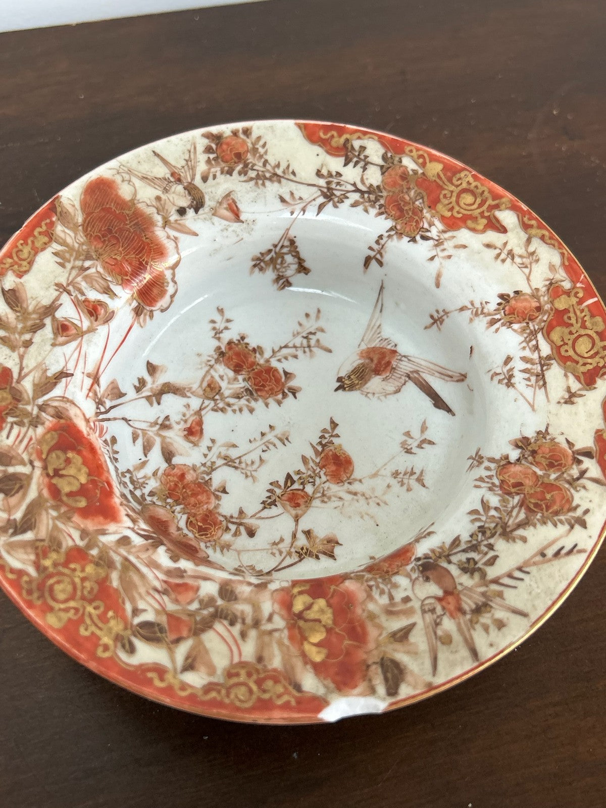 Antique Japanese Imari Bowl Iron Red Gilt A/F Repaired1