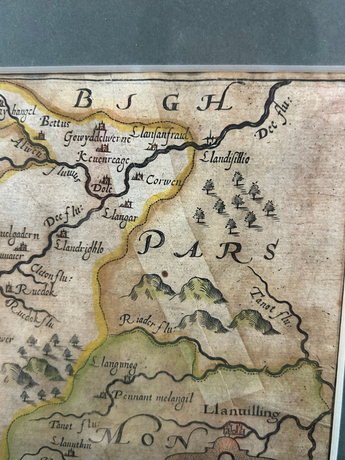 Saxton Kip Merioneth Antique Map Camden Britannia 17th Century Coloured Framed6