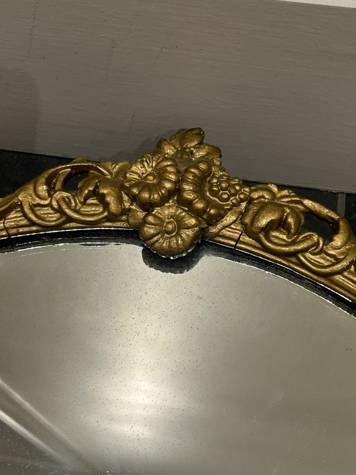 Antique Victorian Gilt Gesso Mirror Foxed Glass for Restoration 50x40cm7