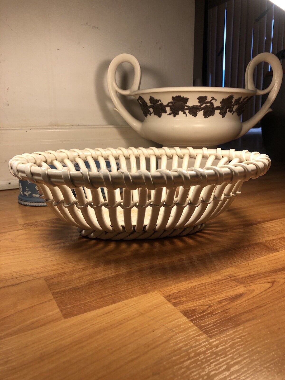 Rare Early European Creamware Bowl - Basket Weave Design