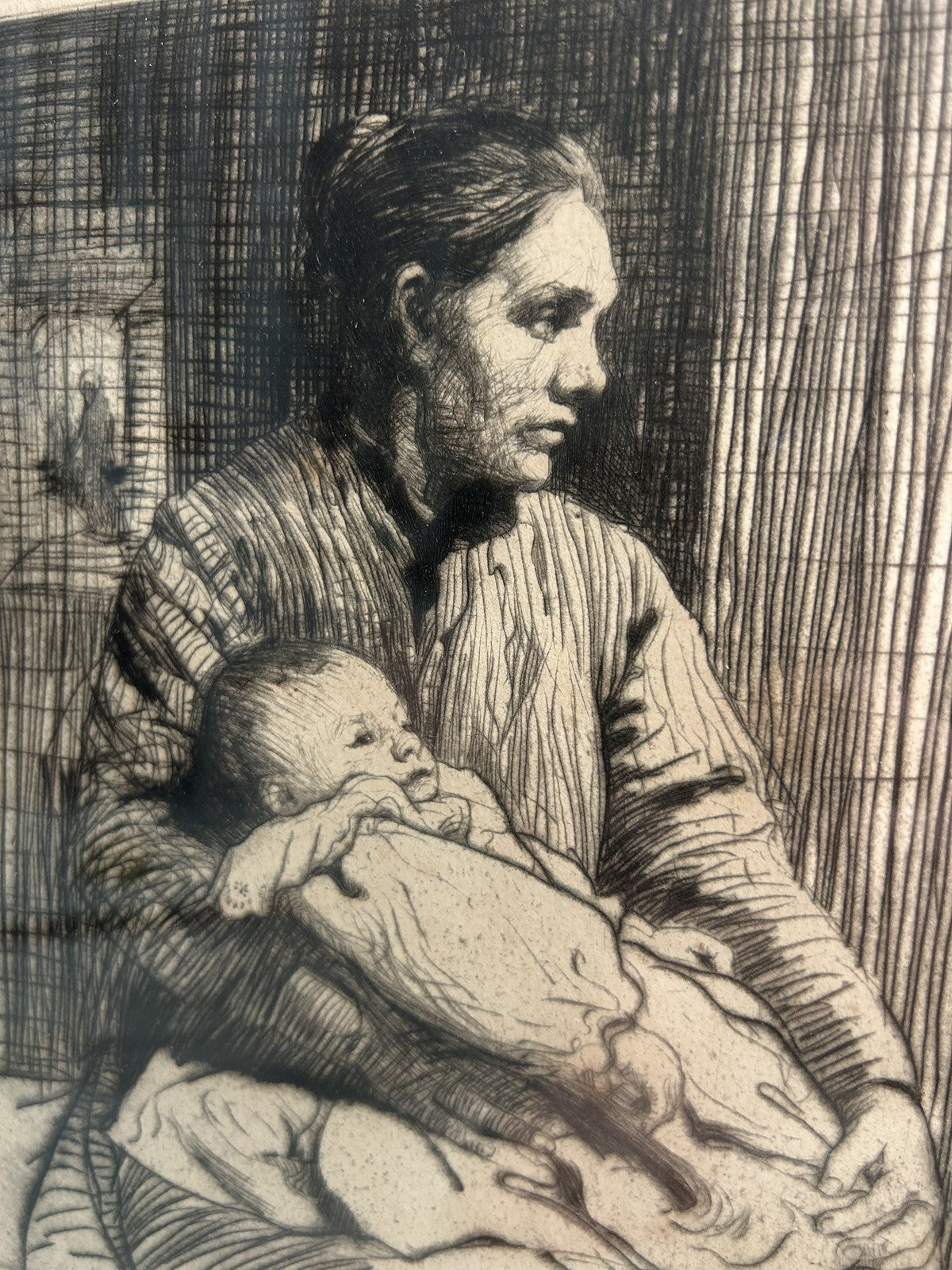 William LeeHankey — Drypoint Etching — Mother and Newborn — Signed3