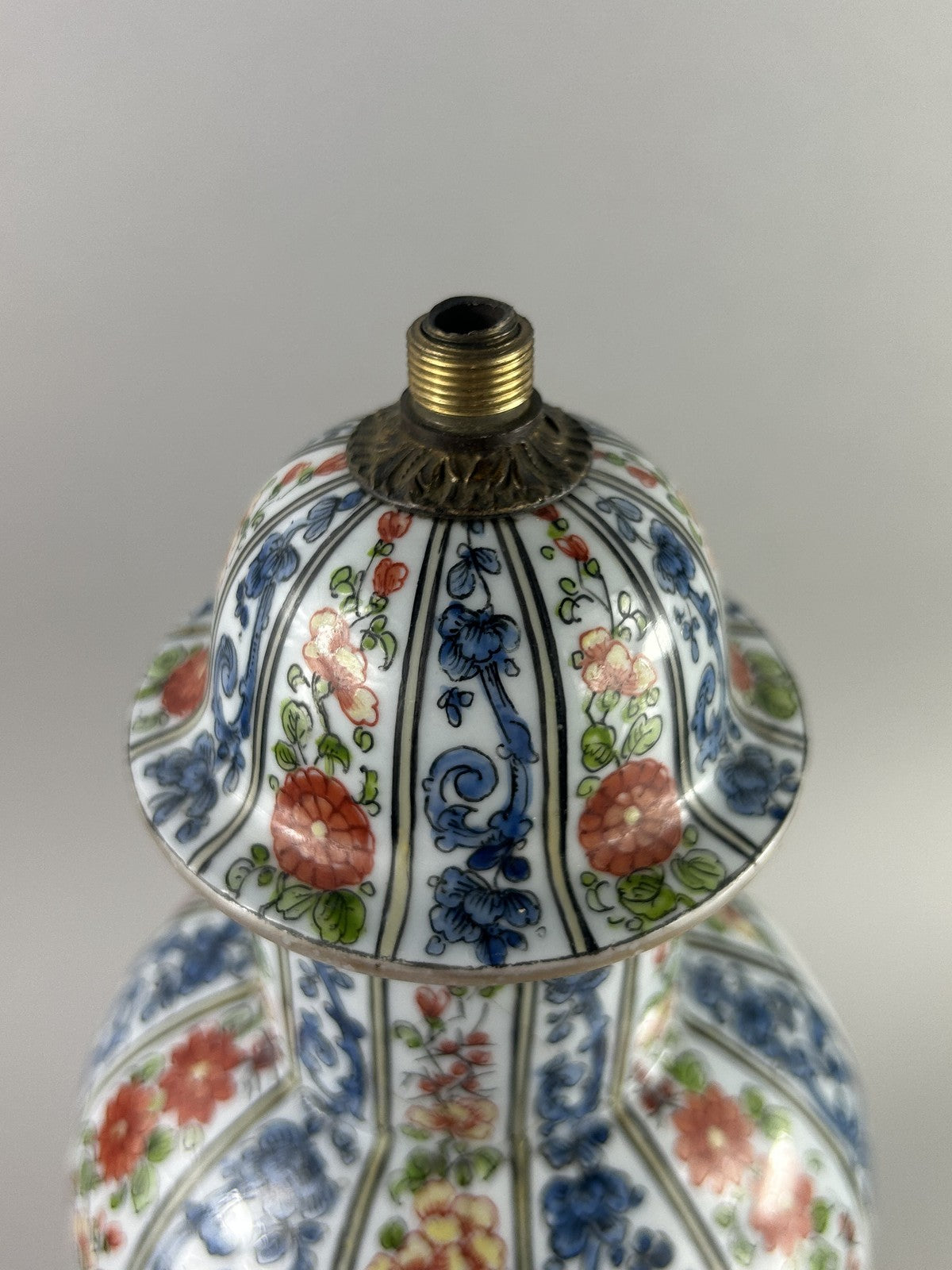 Antique Asian Imari Style Porcelain Vase Mounted as Bronze Lamp