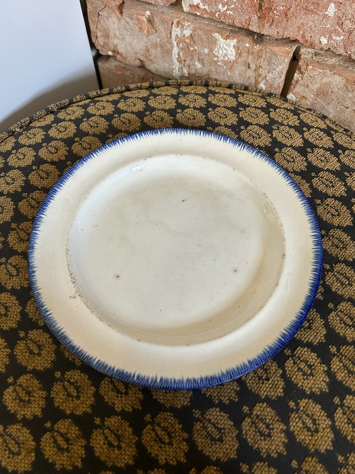 18th Century Spode Pearlware Blue Feather Edge Plate Impressed SPODE 150