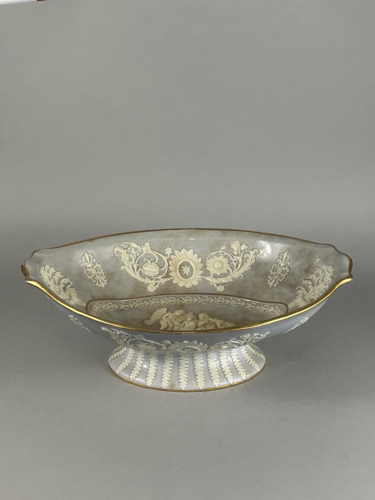 Ridgway 19thC Neoclassical Sprigged Staffordshire Centerpiece Bowl