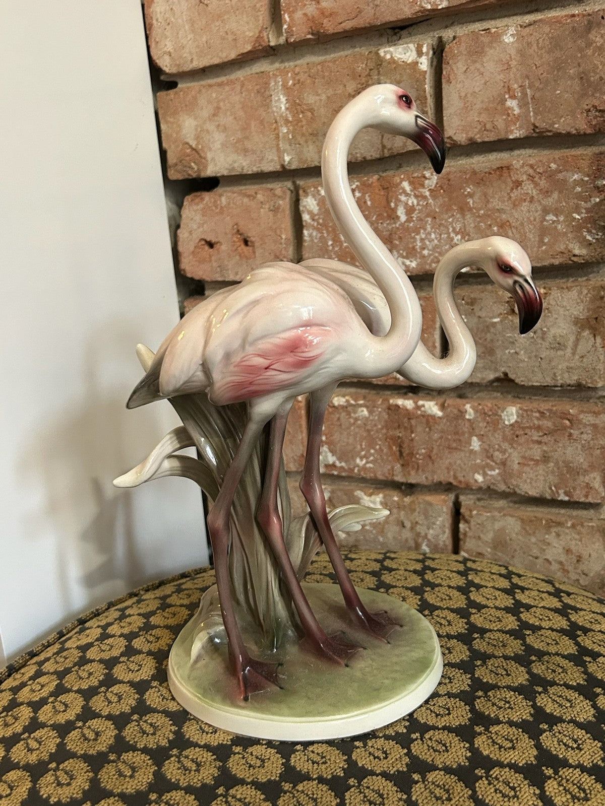 Vintage Austrian Ceramic Flamingo Group Figure Three Flamingos Made in Austria2
