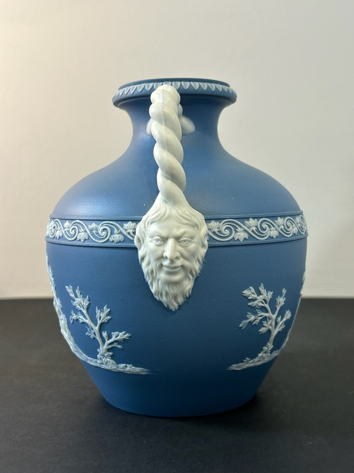 Pair Neale & Co Blue Jasper Vases 18th Century c1790 Rope Handles Mask Terminals10