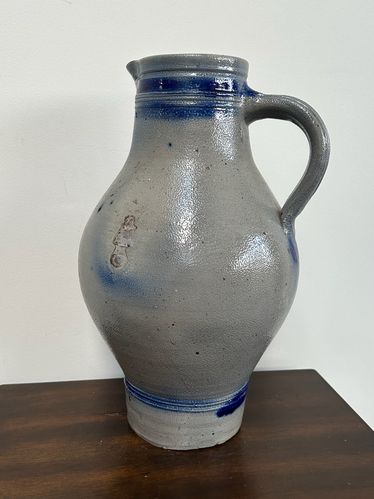 Large German Salt Glaze Stoneware Cobalt Jugs Westerwald Bartmann2
