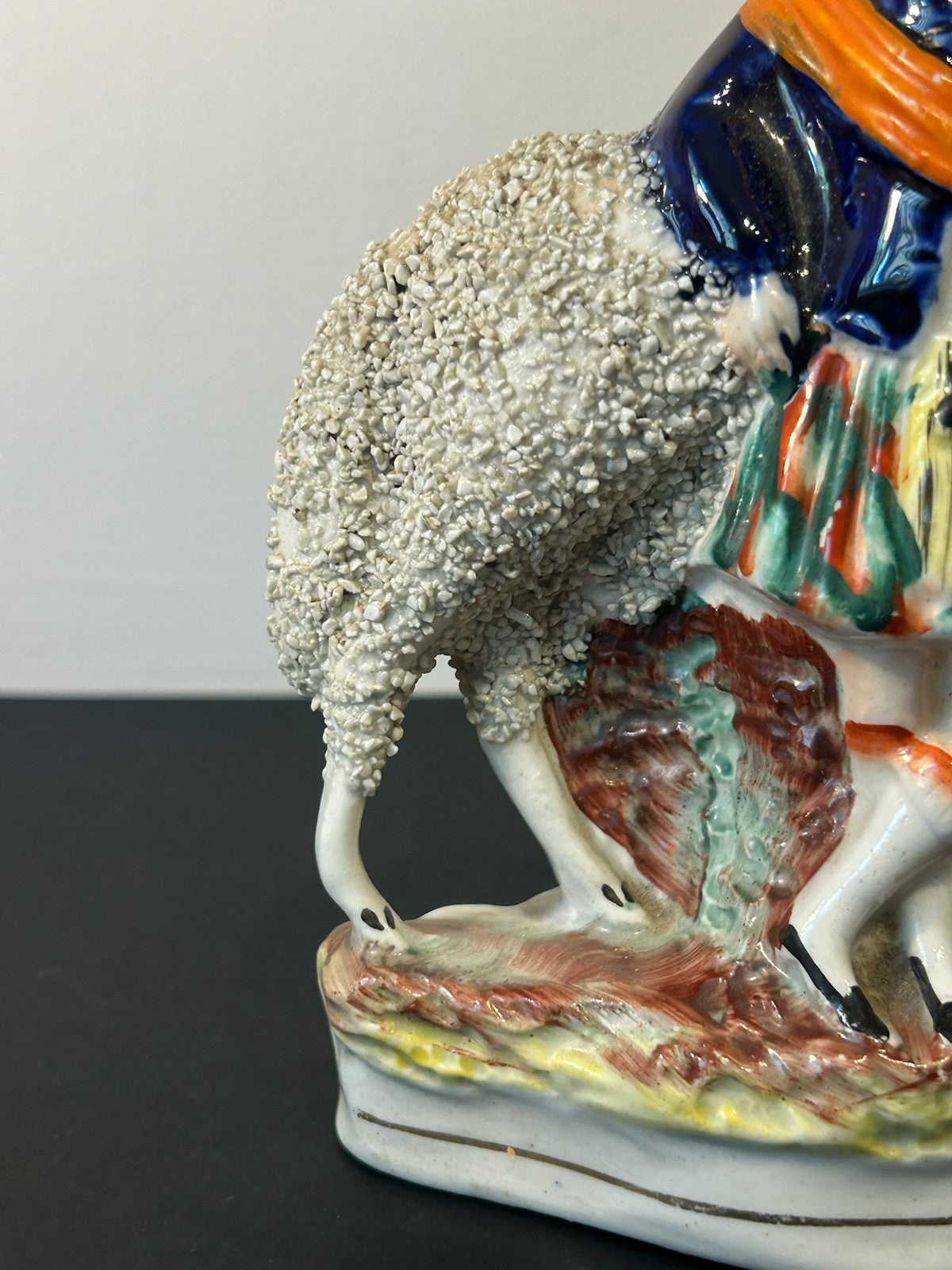 Pair Antique Victorian Staffordshire Figures Scottish Highland Couple with Sheep5